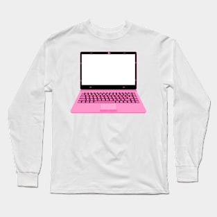 realistic laptop vector illustration in black and pink color Long Sleeve T-Shirt